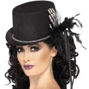 Top Hat Adult Black Skeleton Hand Feathers Ribbons 2