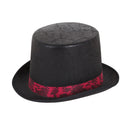 Top Hat " Aged" Look Black With Red Band Hats 1