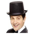 Adult Black Felt Topper Hat with Black Band Edwardian Costume Accessory 1