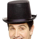Adult Black Felt Topper Hat with Black Band Edwardian Costume Accessory 2