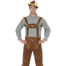 Traditional Deluxe Hanz Bavarian Costume Adult Brown Lederhosen Green Shirt 1