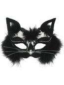 Transparent Black Cat Mask with Fur 2