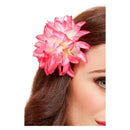Tropical Hawaiian Flower Hair Clip Pink and Yellow Festival Costume Accessory 1