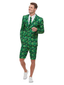 Tropical Palm Tree Suit Adult Green Jacket Shorts Tie 2