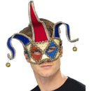 Venetian Musical Jester Eyemask Red Blue Adult Costume Accessory 2