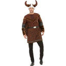 Viking Barbarian Costume Adult Brown Tunic Cape and Helmet 1