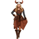 Viking Barbarian Queen Costume Adult Brown Dress 1