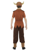 Viking Costume Kids Brown Top Trousers and Hat with Horns 3
