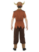 Viking Costume Kids Brown Top Trousers and Hat with Horns 3