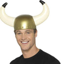 Viking Helmet Gold with White Bull Horns Adult Costume Accessory 2