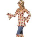 Vintage Hippy 1970s Costume Adult Multi Coloured Halterneck Top Sleeves Flares Headband 1