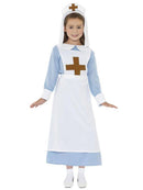 WW1 Nurse Costume Kids Blue White Dress Apron Headpiece 2