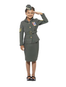 WW2 Army Girl Costume Kids Khaki Green Jacket Skirt Hat 1