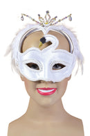 White Swan Mask Jewelled Faux Feathers 1