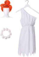Wilma Flintstone Adult Costume Classic Cartoon White Dress 4