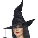 Witch Hat Adult Black Velour with Hanging Spider 2