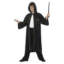 Wizard Cloak Unisex Kids Black 3/4 Length Hooded Robe with Magical Detailing 1