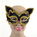 Womens Black Gold Cat Mask Glass Frame Eye Masks Female Halloween Costume 1