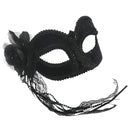 Womens Black Velvet Flower Mask Eye Masks Female Halloween Costume 1