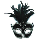 Womens Black Velvet Mask Tall Feather Eye Masks Female Halloween Costume 1