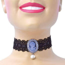 Womens Cameo Pearl Choker Costume Accesories Female Halloween 1