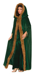 Womens Faux Fur Trimmed Cape Green Female Adult Costume Halloween 1