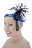 Womens Flapper Hband Blue Sequin Band Deluxe Costume Accessories Female Halloween 1