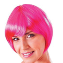 Womens Flirty Flick Neon Pink Wigs Female Halloween Costume 1