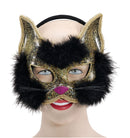Womens Glitter Cat Mask Black On Hband Eye Masks Female Halloween Costume 1