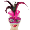 Womens Pink + Tall Peacock Feather Eye Masks Female Halloween Costume 1