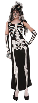 Womens Skeleton Long Dress Robe Adult Costume Female Halloween 1