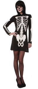 Womens Skeleton Mini Dress Hooded Adult Costume Female Halloween 1