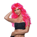 Womens Vixen Wavy Neon Pink Wigs Female Halloween Costume 2