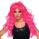 Womens Vixen Wavy Neon Pink Wigs Female Halloween Costume 3
