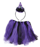 Womens Witch Tutu Purple Black + Headband Instant Disguises Female Halloween Costume 1