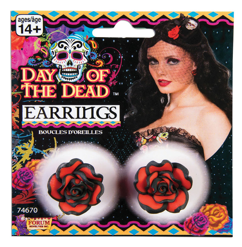Day Of The Dead Rose Earrings Costume Accessories Female_1 X74670