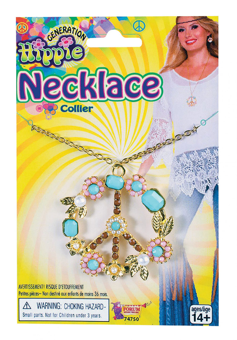 Hippy Peace Sign Necklace Costume Accessories Female_1 X74750