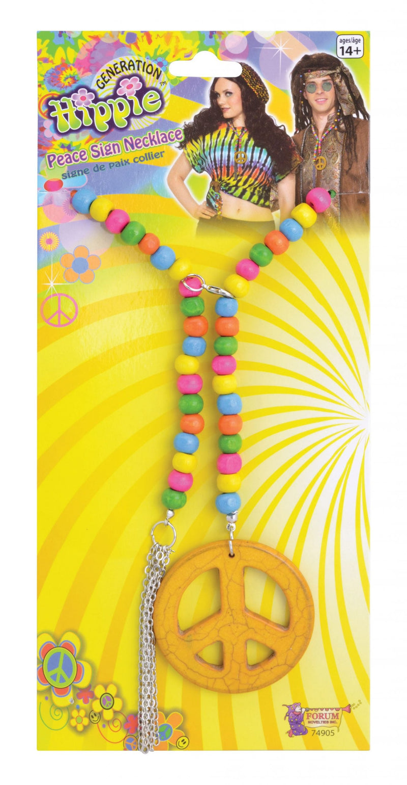 Peace Sign Necklace Wooden Costume Accessories Female_1 X74905