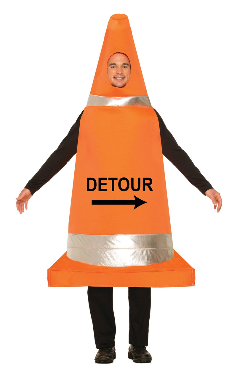 Traffic Cone Costume Adult Orange Detour 1 X74991 MAD Fancy Dress