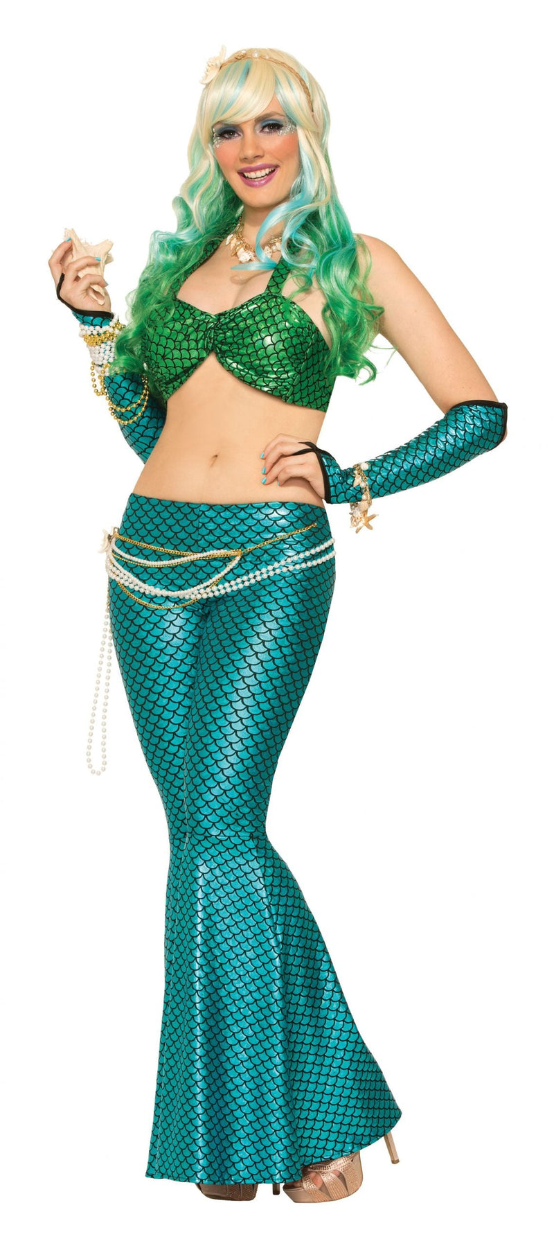 Mermaid Leggings Blue Adult Costume Female Fits Upto 5ft 9in 175cm_1 X75229