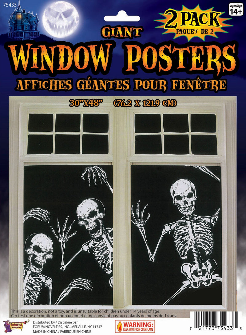 Skeleton Window Poster Halloween Items Unisex_1 X75433