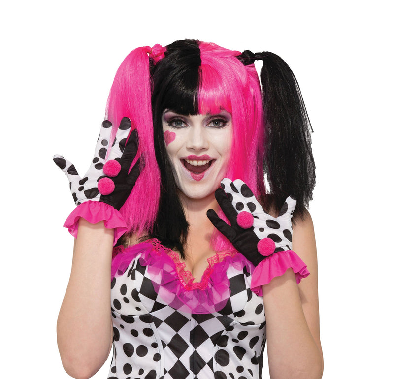 Harlequin Clown Ruffle Gloves Costume Accessories Female_1 X76453