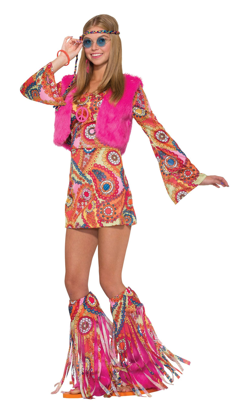 Hippy Fur Rever Groovy Adult Costume Female Uk Size 10 14_1 X77053