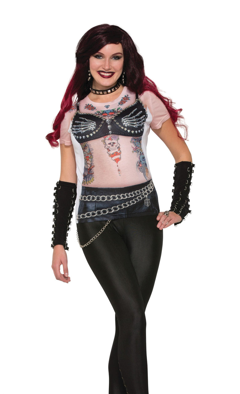 3d Tee Shirt Biker Babe Adult Costume Female Uk Size 10 14_1 X77160