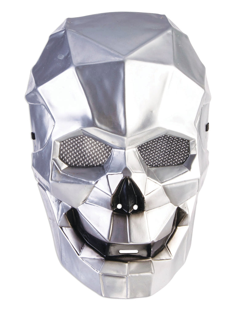 Cyborg Skull Mask Silver Plastic Masks Cardboard Male_1 X78658