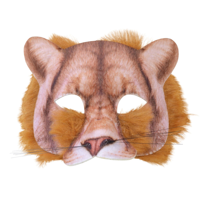 Lion Face Mask Realistic Fur Plastic Masks Cardboard_1 X78698
