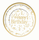 Gold Happy Birthday Plate Plastic 10 Pack 26cm_1 X81617