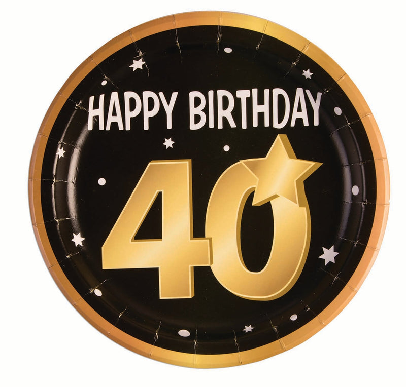 40th Birthday Paper Plates 9" 8 In Pkt_2 
