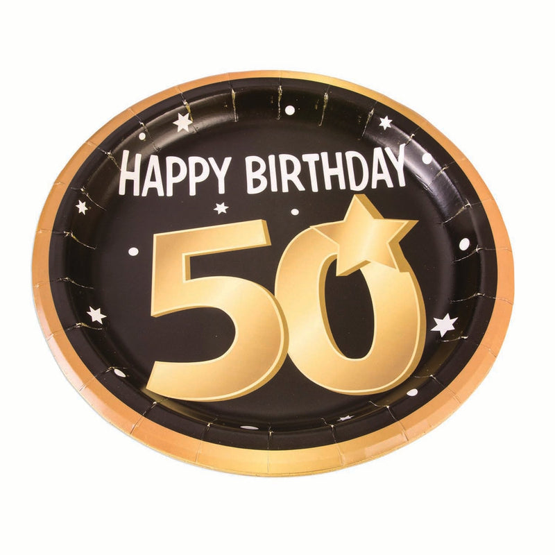 50th Birthday Paper Plates 9" 8 In Pkt_1 x81639