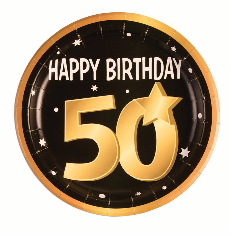 50th Birthday Paper Plates 9" 8 In Pkt_2 